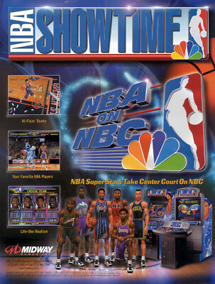 #ad NBA Showtime NBA On NBC Arcade FLYER NOS Original Video Game Basketball Art $12.00