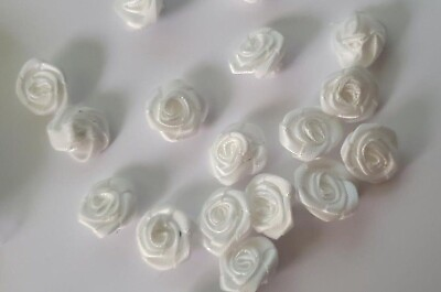 #ad CraftbuddyUS 20pcs x 0.75in White Fabric Rose Motif Scrapbooking Craft DIY $7.25