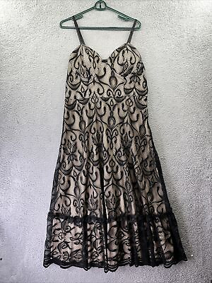#ad NWT Glamaker Dress Womens 3XL Prom Gown Gray Black Lace Tank Maxi Evening $19.99
