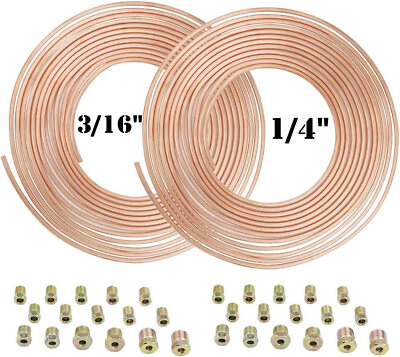 #ad #ad Pair 25Ft. 1 4quot; amp;3 16quot; Copper Nickel Brake Line Tubing Kit and 32 Fittings $24.09