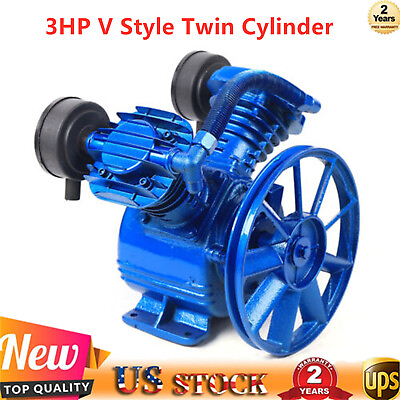 #ad 2200W 3HP V Style Twin Cylinder Air Compressor Pump Head Single Stage 2 Piston $121.00