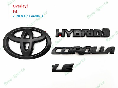 #ad OVERLAY Matte Black Rear Toyota Logo Corolla Hybrid LE Emblem Fit 2020 Corolla $84.80