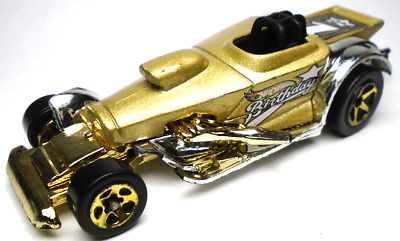 #ad 1997 HOT WHEELS SUPER COMP DRAGSTER #1 BIRTHDAY GOLD 1:64 DIECAST 3.5quot; RACE CAR $11.99
