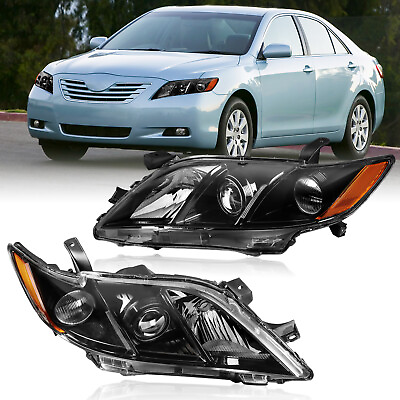 #ad Pair Front Black Projector Headlights Lamps For 2007 2008 2009 Toyota Camry SE $82.96