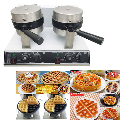 #ad 110V Electric Belgian Waffle MakerRotary Round Waffle GriddleW Nonstick Layer C $422.75