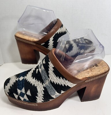 #ad Kork Ease Lori Slip On Fabric Aztec Clogs Mule Block Heel Shoe Size 8 M $39.00