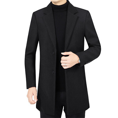#ad Winter Warmer Mens Long Sleeve Coat Slim Fit Trench Jacket Casual Formal Outwear $88.24