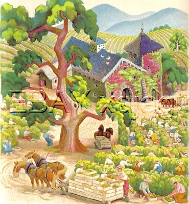 #ad California Napa Valley Vineyard Wine Winery Beautiful 1940s Children#x27;s Art Print $29.95