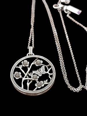 #ad Brighton Sakura Necklace Convertible silver color round flowers butterflies $33.29