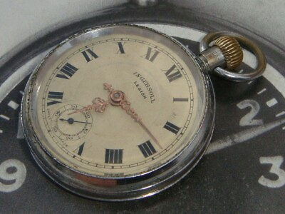 #ad Ingersoll Legion Swiss made vintage pocket watch in GWO Roman dial amp; Louis hands GBP 85.00