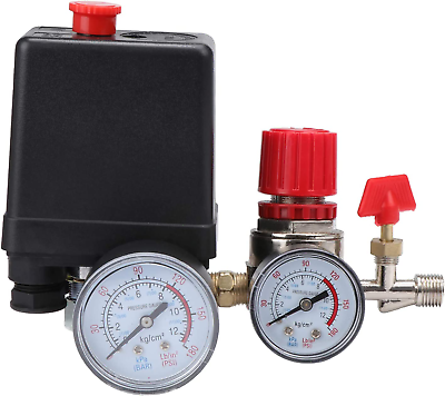 #ad 90 120PSI Air Compressor Pressure Switch Control Valve Regulator with Gauges for $28.74
