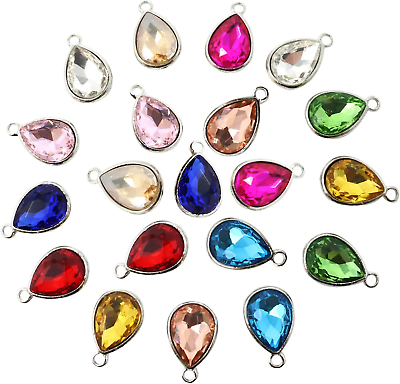 #ad 20PCS 10X14Mm Alloy Glass Crystal Waterdrops Teardrops Charms Pendant for Neckla $14.99