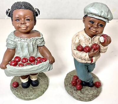 #ad Martha Holcombe All God#x27;s Children Adam Tara Figurines Children w Apples $20.77