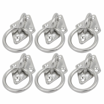 #ad 6pcs 304 Stainless Steel 5mm Thick Sail Shade Pad Eye Fixing Plate w Ring AU $24.35