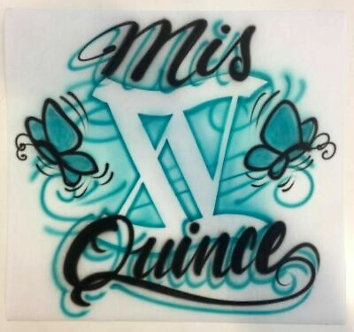 #ad CUSTOM AIRBRUSH MIS QUINCE NAME DESIGN W BUTTERFLIES QUINCEANERA BIRTHDAY $26.99