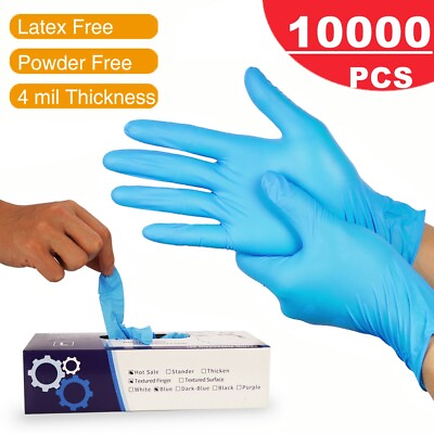 #ad 10000PS Blue Nitrile Poly Clear PE Glove Latex Rubber Free Disposable Laboratory $18.04