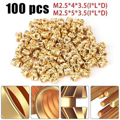 #ad Threaded Insert Brass Nut 100PCS Electronics For Solid Fixing Hardware $9.75