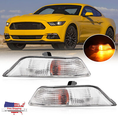 #ad For Ford Mustang 2015 2017 Pair Park Turn Signal Side Marker Light Lamps W bulbs $62.79