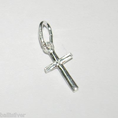 #ad Real Solid 925 Sterling Silver Very Small 13mm CROSS Charm Pendant BalliSilver $16.00