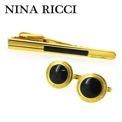 #ad Nina Ricci authentic Cufflinks Tie Pin Gold Black Width 6cm Height 0.6cm Used $490.70