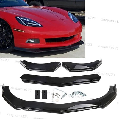 #ad Gloss Black For Corvette C6 2005 2013 Front Bumper Lip Lower Spoiler Splitter $85.99
