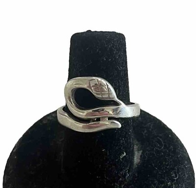 #ad Sterling Silver 925 Designer Snake Head Ring Sz7.5 3.4G Vtg Estate Rare $28.00