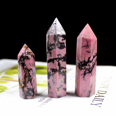 #ad A Grade Rhodonite Tower Point Obelisk Crystal Wand Healing Crystal Energy 70mm $7.25