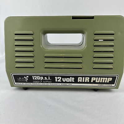 #ad #ad Vintage Sears Air Pump 12 volt DC 28 1133 Portable Avacado Green 120 PSI $21.25