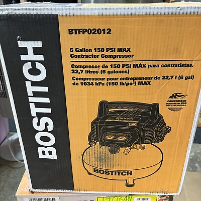 #ad Bostich BTFP02012 0.8 HP 6 gal Oil Free Pancake Air Compressor New $99.95