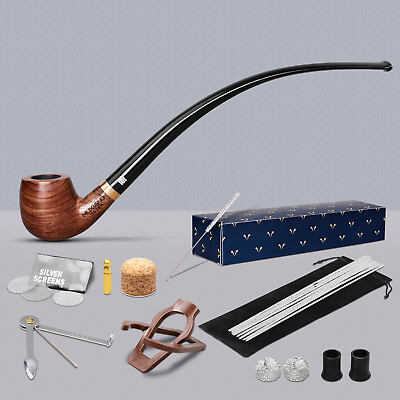 #ad Churchwarden Pipe Long Stem Tobacco Pipe 3mm Filter Smoking Pipe With Accessorie $19.99