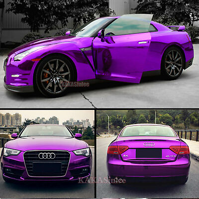 #ad Full Car Wrap Purple Stretchable Mirror Chrome Metal Vinyl Sticker Air Free US $273.23
