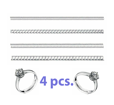 #ad 4 Pack Ring Size Adjuster Invisible Clear Ring Sizer Jewelry Fit Reducer Guard $2.95