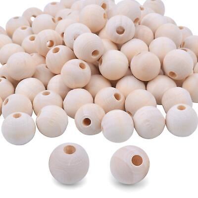 #ad 100 Pcs 16mm Round Wood Spacer Beads for DIY Jewelry Making Finding Charms $12.25