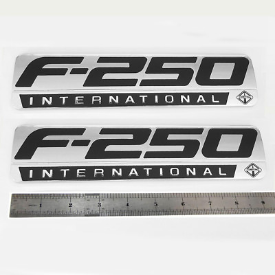 #ad 2x OEM F250 International Fender Emblems F for fits F 250 Pickup Chrome Black $34.58
