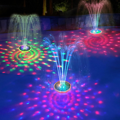 #ad Solar Floating Pool Fountain with Underwater Lights Show Solar Power $68.99