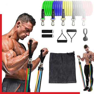 #ad BEST Resistance Bands Set Yoga Pilates Abs Exercise Fitness Tube Workout Bands $12.95