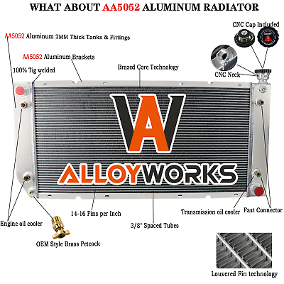 #ad 4 Row Aluminum Radiator For 88 2000 Chevy GMC C K Truck C1500 2500 3500 5.7 7.4L $229.00
