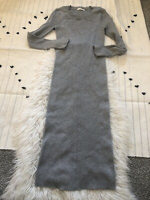 #ad Anthropologie Current Air Ribbed Stretch Dress. Long Sleeve Size S. Gray. VV $12.50