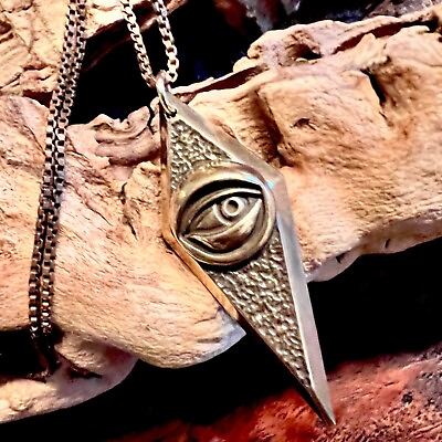 #ad Solid Brass God#x27;s Eye Long Pendant Necklace $50.00