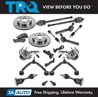 #ad TRQ 20 Piece Steering Suspension Brake Kit Control Arms CV Axles Pads w Rotors $634.95