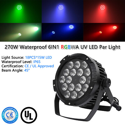 #ad 270W Waterproof RGBWA UV LED Par Light DMX Stage DJ Par Can Light Spot Light New $134.99