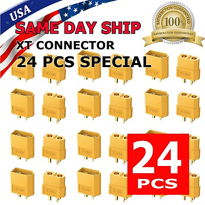 #ad 24Pcs XT60 Male Female Bullet Connectors Plugs For RC Battery From US Warehouse $10.99