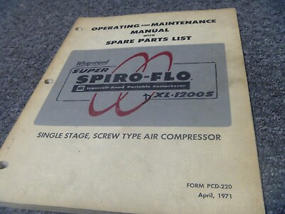 #ad #ad Ingersoll Rand DXL1200S Air Compressor Parts Catalog Operator Maintenance Manual $209.30