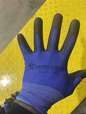 #ad 12 Pack Polyester Mechanics Gloves Dipped w Latex light weight HERCULES TOOL $12.99