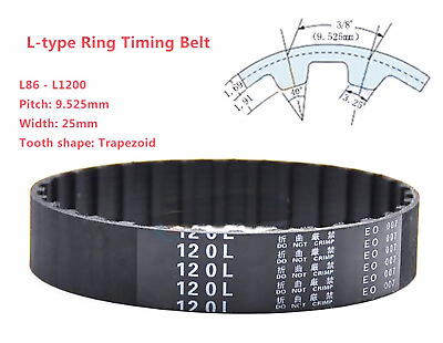 #ad L type Timing BeltWidth 25mm Black Rubber Ring Synchronous Belts Pitch 9.525mm $5.45