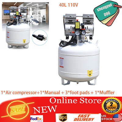 #ad #ad 40L Portable Dental Air Compressor Oil Free Silent Air Pump 110V NEW $281.20