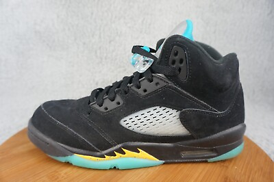 USED Air Jordan 5 Retro Aqua GS 440888 047 Size 7Y Shoes Black Blue Yellow $89.97