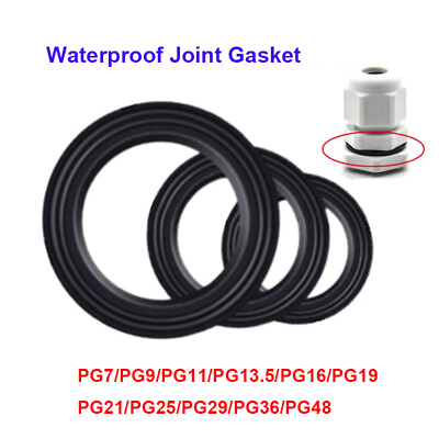 #ad PG7 PG48 Nylon Plastic Gasket Waterproof Joint Gaskets Washer Black Sealing Ring $46.56