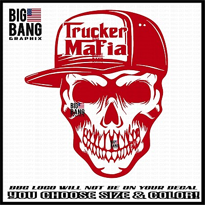 #ad Trucker Mafia Skull Vinyl Decal Sticker Truck Driver Life Car SUV Truck Window $18.44
