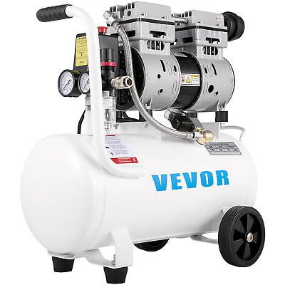 VEVOR 1HP Oil Free Air Compressor 115 PSI w 6.6 Gallon Steel Tank Ultra Quiet $139.99